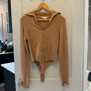 Promesa Brown Ribbed Sweater